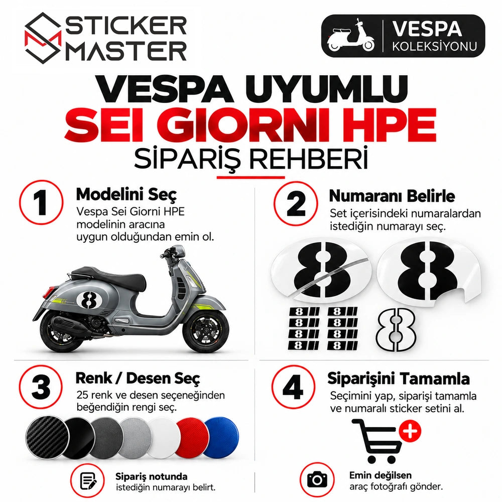 Vespa Sei Giorni HPE numara, model ve renk seçimi sipariş rehberi
