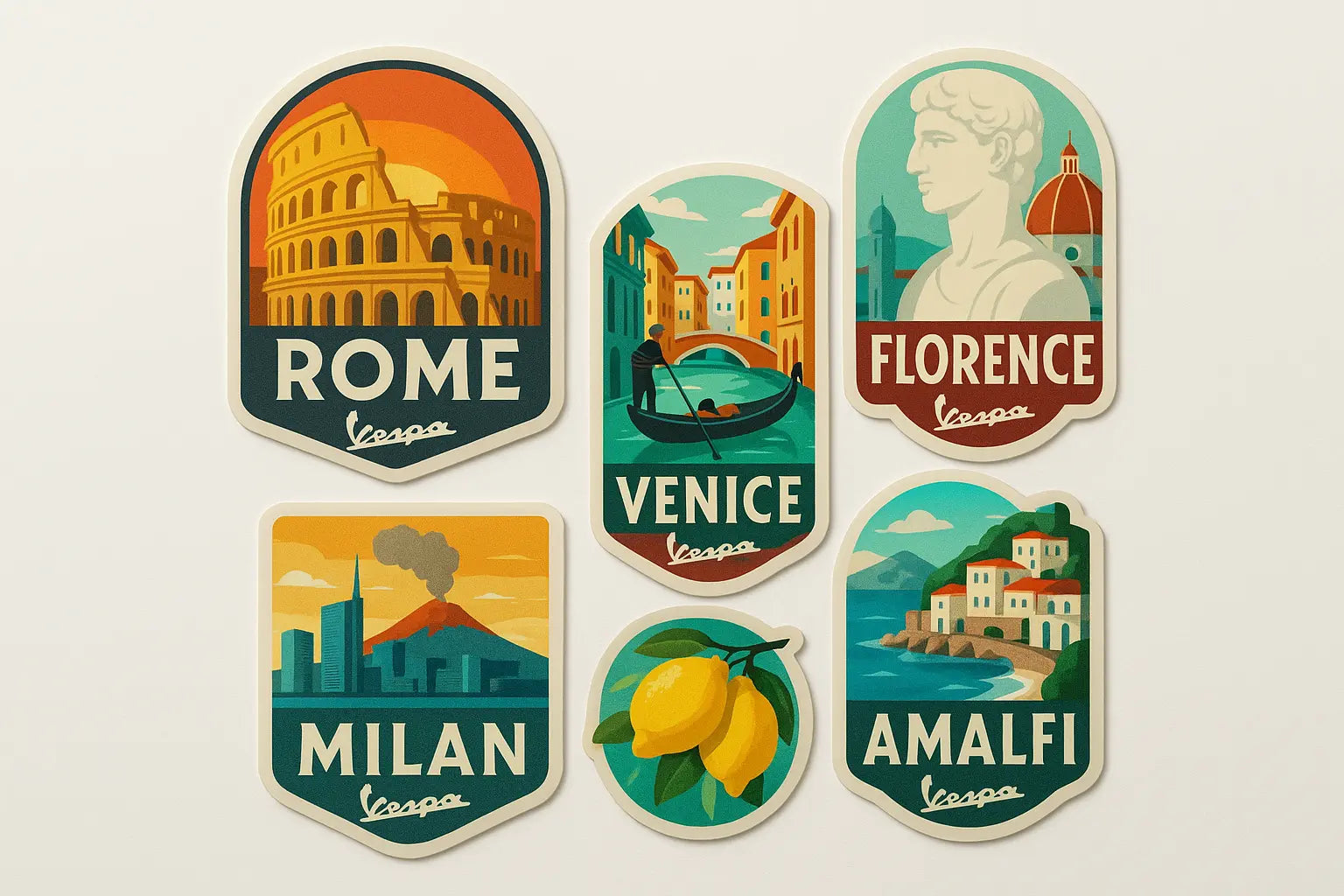 Vespa City Collection İtalyan Şehir Sticker Seti | Sticker Master Sticker Master
