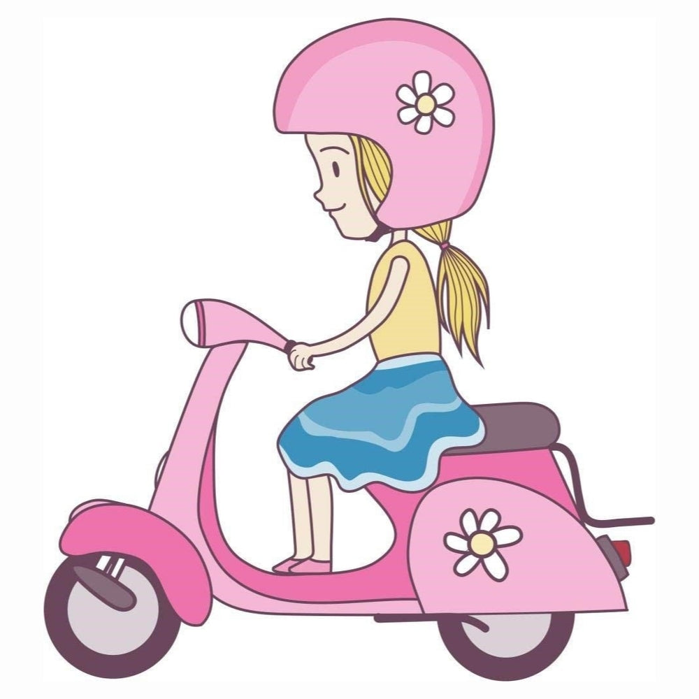 Sticker Master Vespa Girl Red Motor, Kask, Laptop, Araba, Oto Araç İçin Dayanıklı Etiket Decal 15 Cm