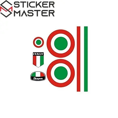 Sticker Master Vespa İtalyan Set Motor, Kask, Laptop, Araba, Oto Araç İçin Dayanıklı Etiket Decal