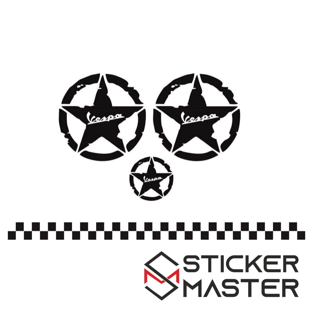 Sticker Master Vespa Sticker Set Motor, Kask, Laptop, Araba, Oto Araç İçin Dayanıklı Etiket Decal