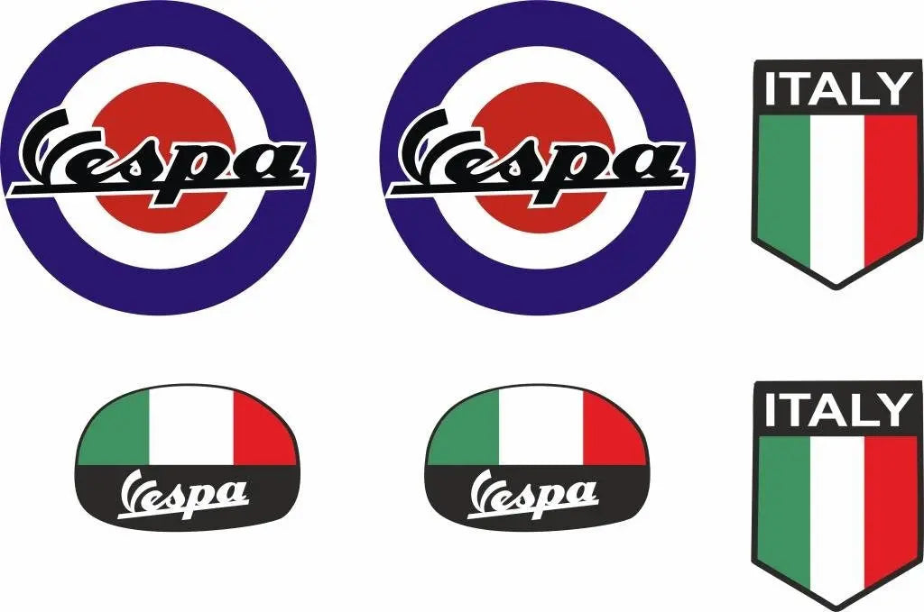 Sticker Master Vespa Set Motor, Kask, Laptop, Araba, Oto Araç İçin Dayanıklı Etiket Decal
