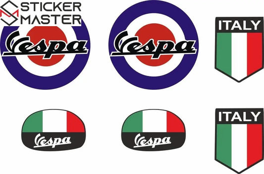 Sticker Master Vespa Set Motor, Kask, Laptop, Araba, Oto Araç İçin Dayanıklı Etiket Decal