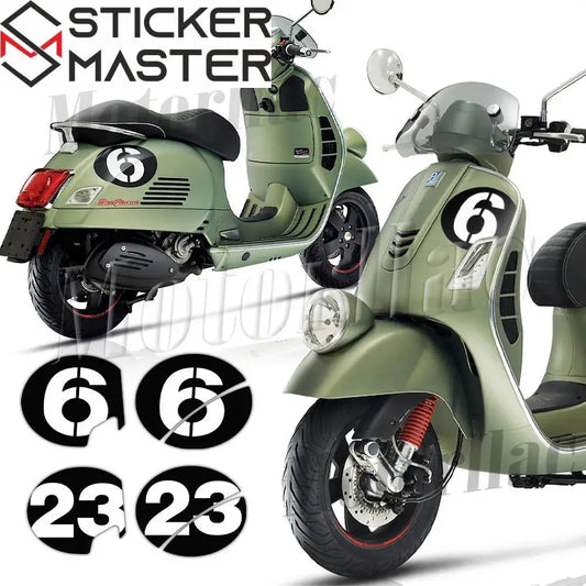 Vespa Sticker | Sei Giorni Tarzı 3M Yarış Numarası Decal (Ön ve Arka) Sticker Master