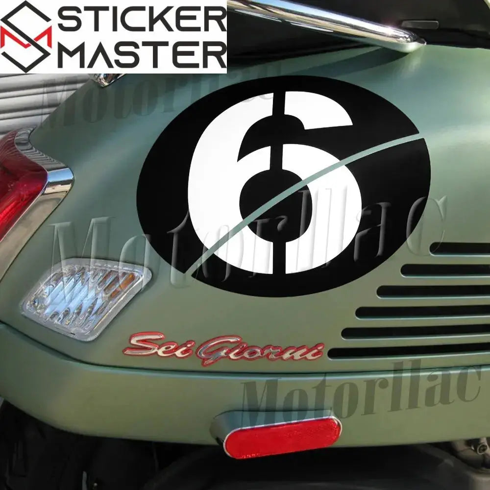 Vespa Sei Giorni yarış numarası sticker seti 2 adet