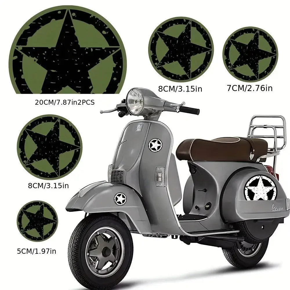 Vespa Yıldız Sticker | US Army Eskitme Retro Kask ve Grenaj Decal Seti Sticker Master
