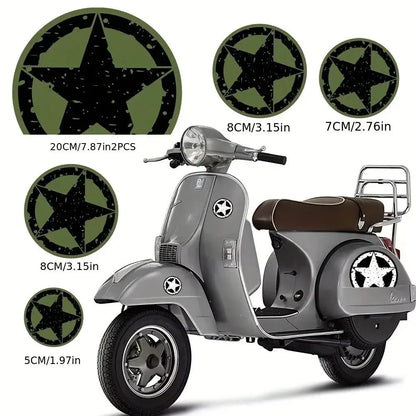 Vespa Yıldız Sticker | US Army Eskitme Retro Kask ve Grenaj Decal Seti Sticker Master