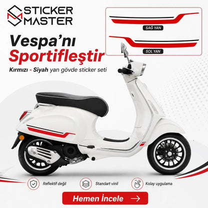 Vespa Primavera Spint Uyumlu Yan Çıta Sticker Seti 
