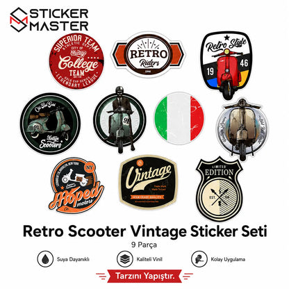 Vespa Uyumlu BDLS27 Küçük Boy 10lu Sticker Seti -02