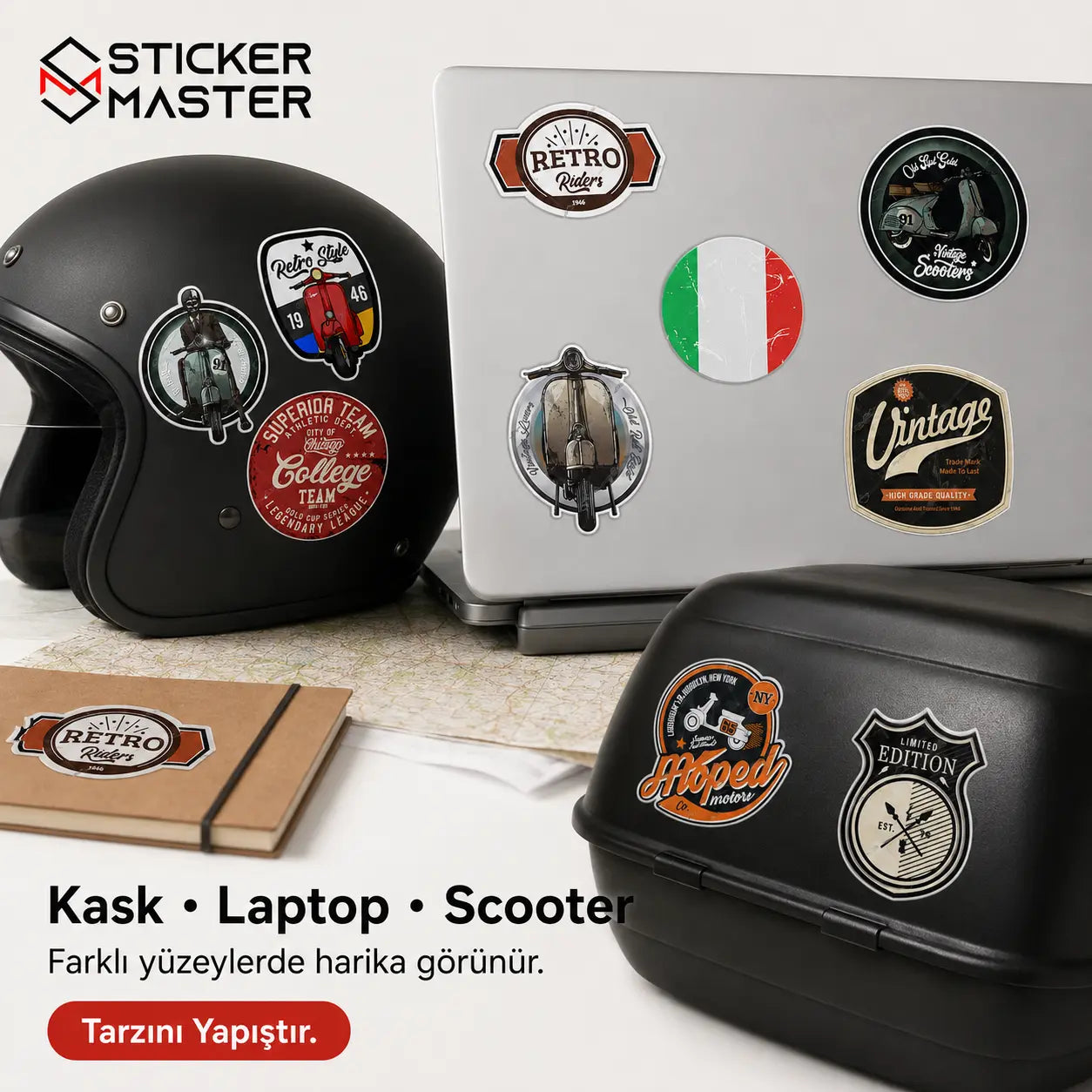 Vespa Uyumlu BDLS27 Küçük Boy 10lu Sticker Seti -04