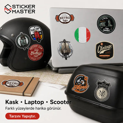 Vespa Uyumlu BDLS27 Küçük Boy 10lu Sticker Seti -04