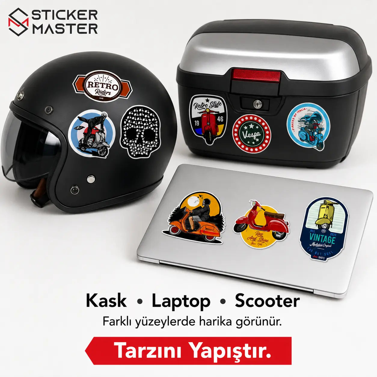 Vespa Uyumlu Küçük Boy 10lu Sticker Seti-03