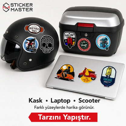 Vespa Uyumlu Küçük Boy 10lu Sticker Seti-03