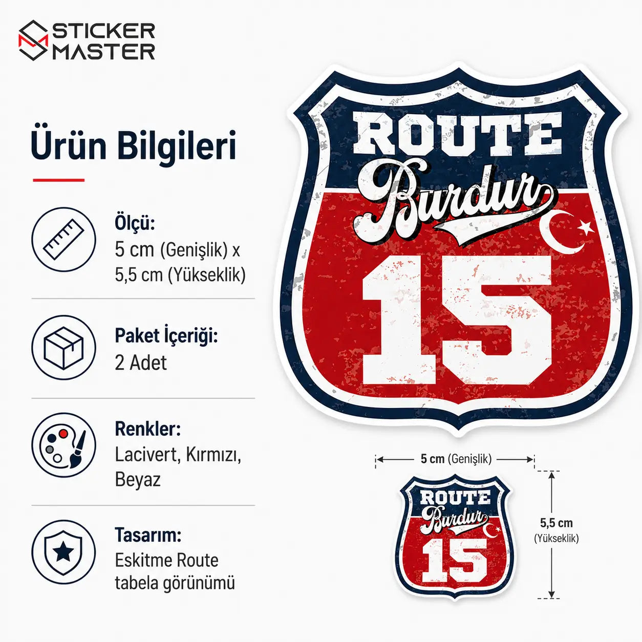 Vespa Uyumlu Route Burdur 15 Sticker-02