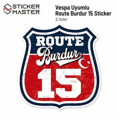 Vespa Uyumlu Route Burdur 15 Sticker