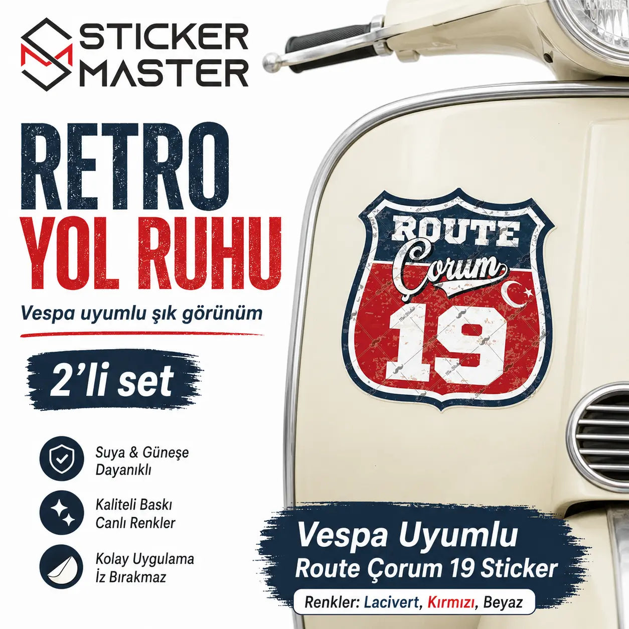 Vespa Uyumlu Route Çorum 19 Sticker-02