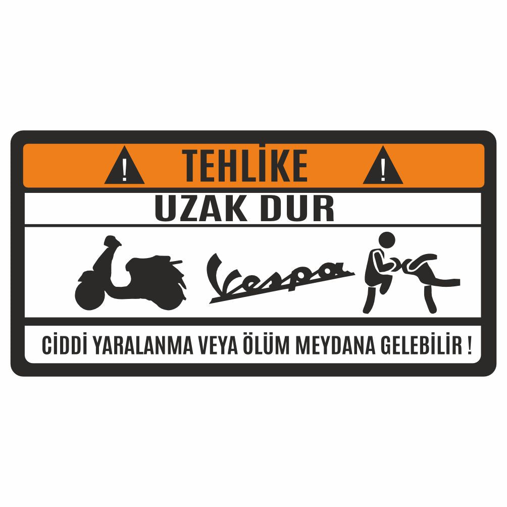 Sticker Master Vespama Dokunma Sticker Motor, Kask, Laptop, Araba, Oto Araç İçin Dayanıklı Etiket Decal 15 Cm Türkçe