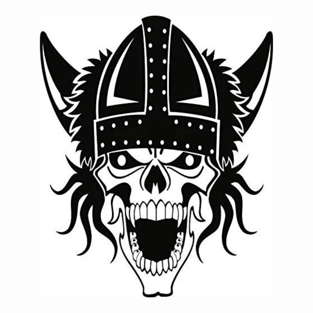 Sticker Master Viking Kasklı Kafatası Sticker - Motor, Kask, Laptop, Araba ve Oto Araç İçin Dayanıklı Etiket (15 cm)