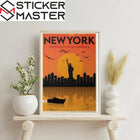 Vintage New York Poster Özgürlük Heykeli Şehir Tablosu | Sticker Master