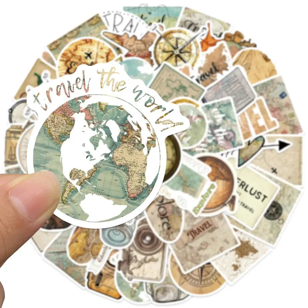 Vintage Seyahat Sticker Seti (50 Adet) Laptop Valiz Etiketi | Sticker Master - Sticker Master