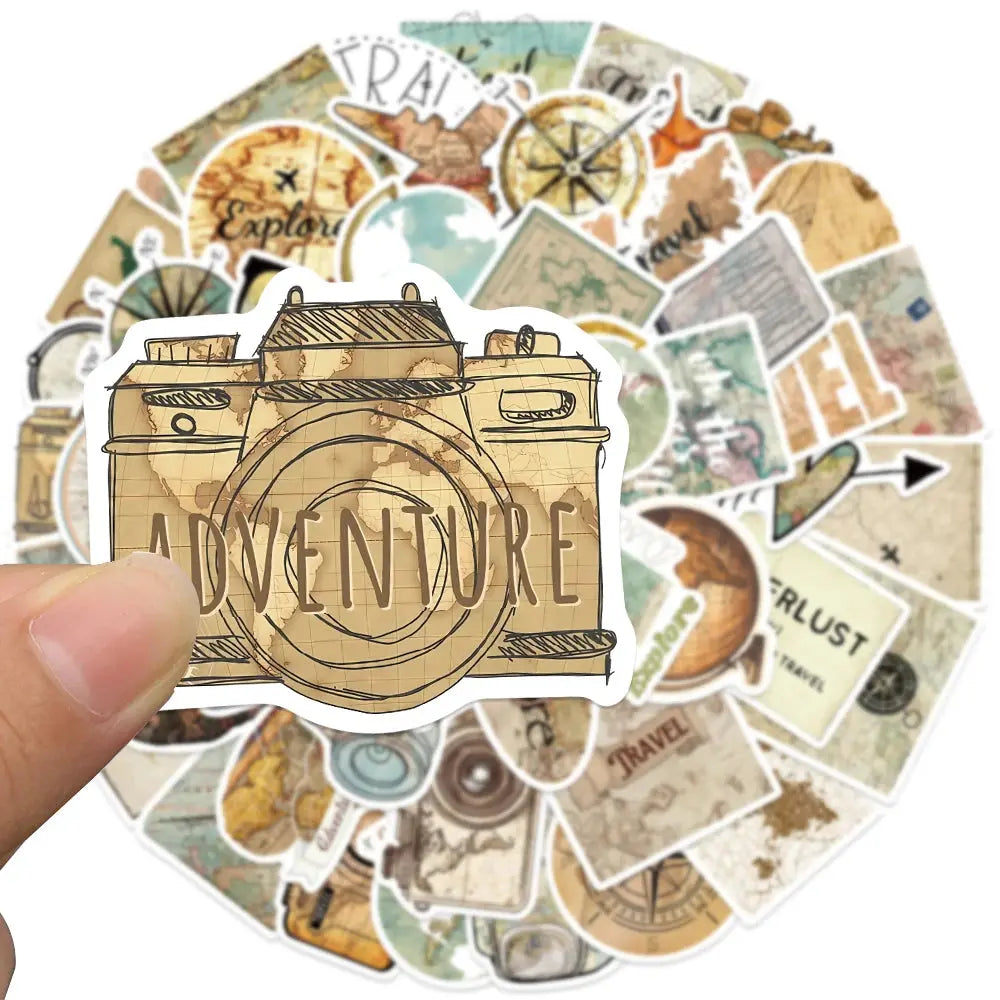 Vintage Seyahat Sticker Seti (50 Adet) Laptop Valiz Etiketi | Sticker Master - Sticker Master
