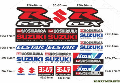 Vinyl Suzuki GSX Yoshimura Sticker Set Tank Logo | Sticker Master Sticker Master