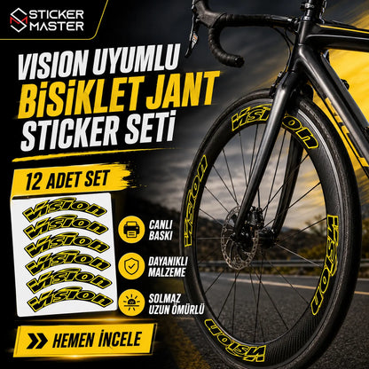 Vision Uyumlu Bisiklet Jant Sticker Seti reklam