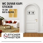 Sticker Master WC Duvar Kapı Sticker – 15 cm Bay & Bayan Tuvalet Etiketi