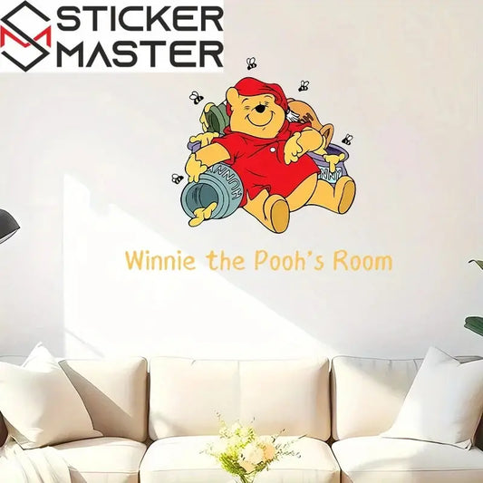 Winnie the Pooh Sticker | Bal Kavanozları ve Uyku Zamanı Dekoru (50x40 cm) - Sticker Master