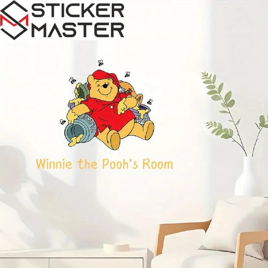 Winnie the Pooh Sticker | Bal Kavanozları ve Uyku Zamanı Dekoru (50x40 cm) - Sticker Master