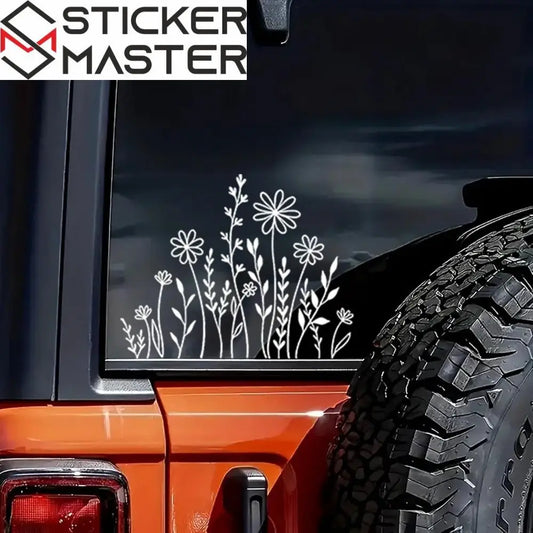 Wildflowers Boho Fun Reflective Car Vinyl Sticker, Plant Lover Gift Idea, Bumper Sticker, Car Sticker, Decorative Car Window Decal 15.24 cm Sticker Master