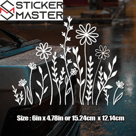 Wildflowers Boho Fun Reflective Car Vinyl Sticker, Plant Lover Gift Idea, Bumper Sticker, Car Sticker, Decorative Car Window Decal 15.24 cm Sticker Master