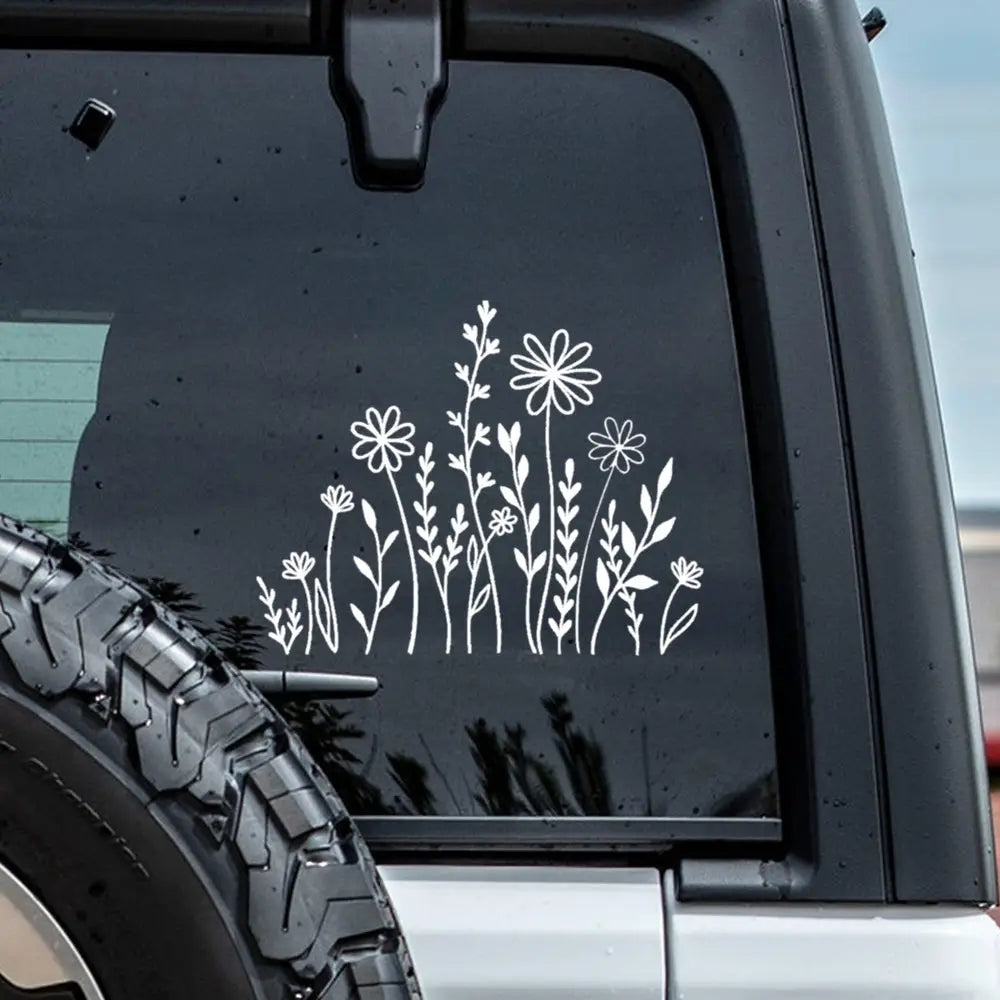 Wildflowers Boho Fun Reflective Car Vinyl Sticker, Plant Lover Gift Idea, Bumper Sticker, Car Sticker, Decorative Car Window Decal 15.24 cm Sticker Master