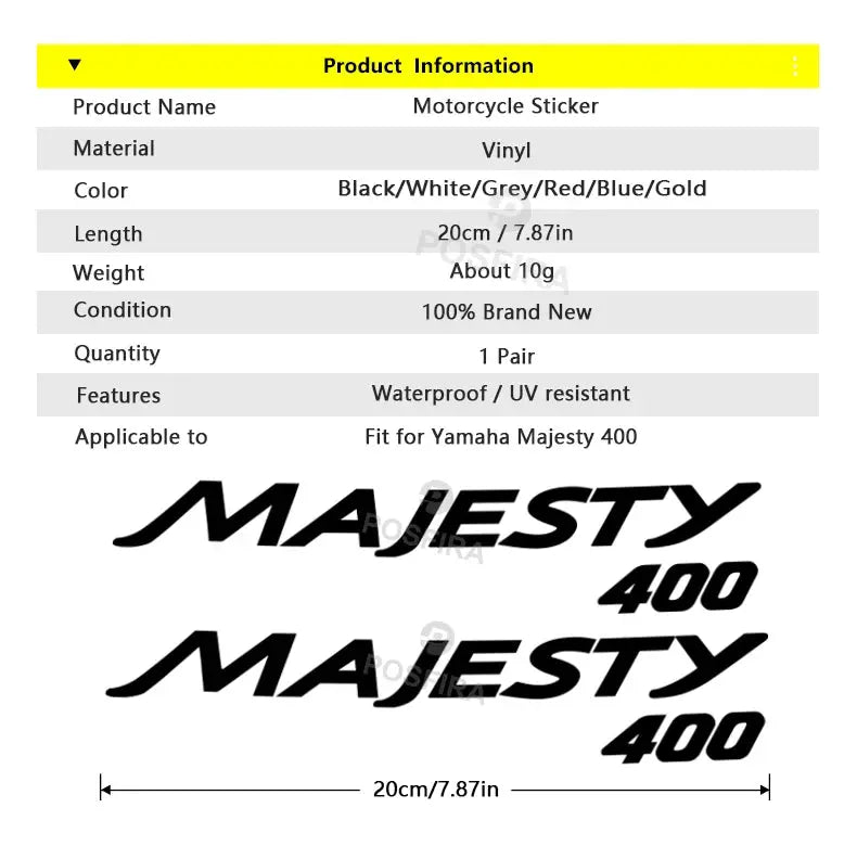 Yamaha Majesty 400 Sticker Grenaj Yazısı Logo Seti | Sticker Master - Sticker Master