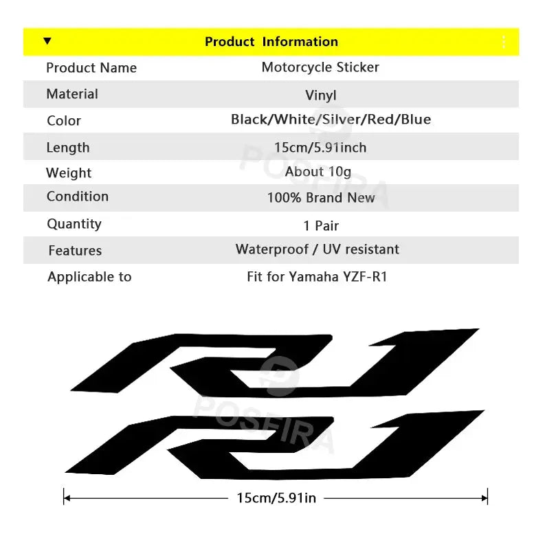 Yamaha R1 Sticker YZF Grenaj ve Depo Yazısı | Sticker Master - Sticker Master