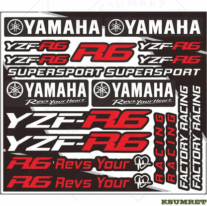 Yamaha R6 Sticker Seti | YZF-R6 ve Supersport Logo Decal Kiti (Su Geçirmez) Sticker Master