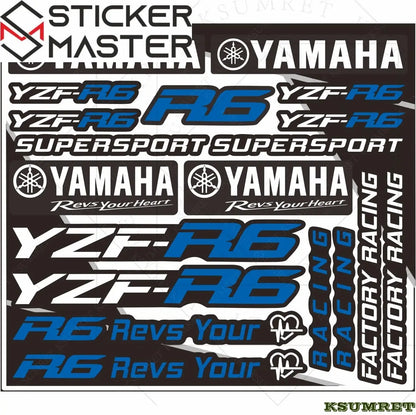 Yamaha R6 Sticker Seti | YZF-R6 ve Supersport Logo Decal Kiti (Su Geçirmez) Sticker Master