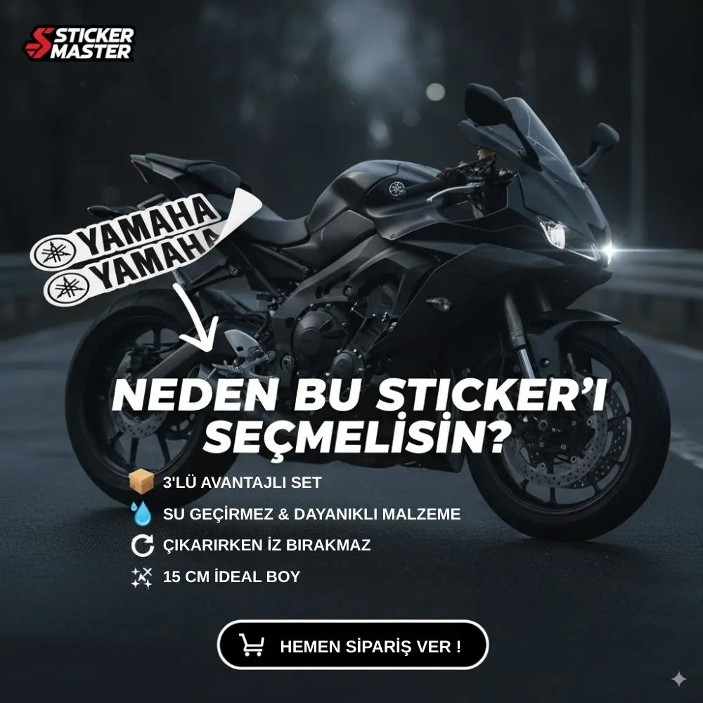 Sticker Master 3 Adet Yamaha Araç Sticker Seti - 15 Cm Motor Çıkartma Etiket - Sticker Master