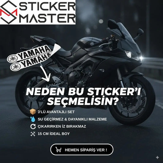 Sticker Master 3 Adet Yamaha Araç Sticker Seti - 15 Cm Motor Çıkartma Etiket - Sticker Master