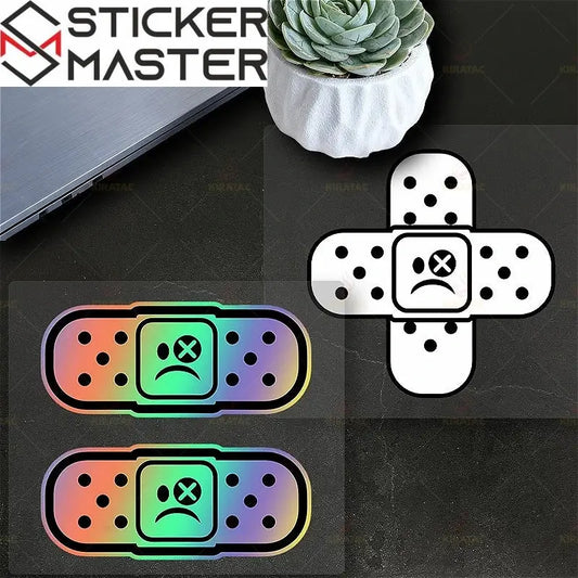 Yara Bandı Sticker | Çizik Kapatıcı Üzgün Surat Motor ve Kask Decal (7.6 cm) Sticker Master