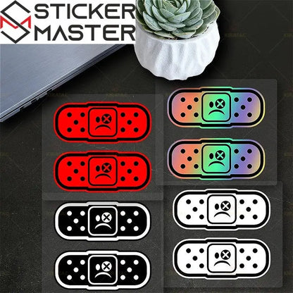 Yara Bandı Sticker | Çizik Kapatıcı Üzgün Surat Motor ve Kask Decal (7.6 cm) Sticker Master
