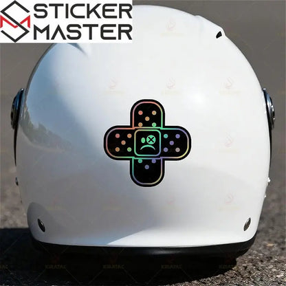 Yara Bandı Sticker | Çizik Kapatıcı Üzgün Surat Motor ve Kask Decal (7.6 cm) Sticker Master