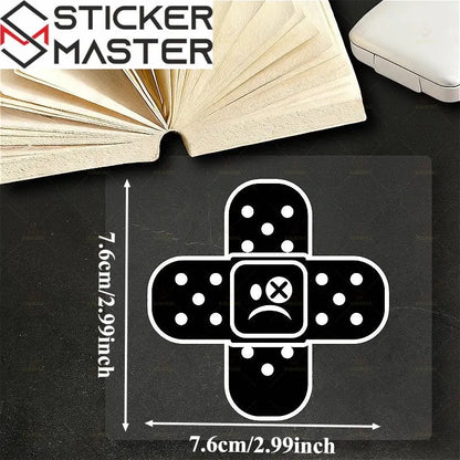 Yara Bandı Sticker | Çizik Kapatıcı Üzgün Surat Motor ve Kask Decal (7.6 cm) Sticker Master