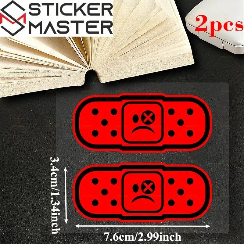 Yara Bandı Sticker | Çizik Kapatıcı Üzgün Surat Motor ve Kask Decal (7.6 cm) Sticker Master
