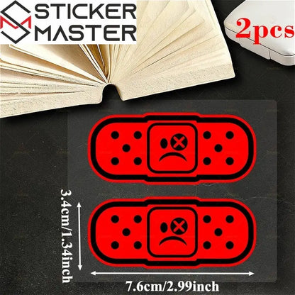 Yara Bandı Sticker | Çizik Kapatıcı Üzgün Surat Motor ve Kask Decal (7.6 cm) Sticker Master