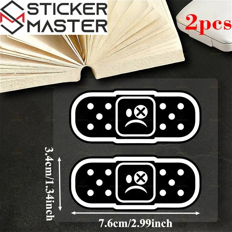 Yara Bandı Sticker | Çizik Kapatıcı Üzgün Surat Motor ve Kask Decal (7.6 cm) Sticker Master