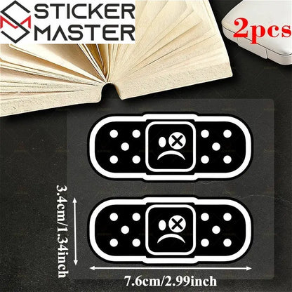 Yara Bandı Sticker | Çizik Kapatıcı Üzgün Surat Motor ve Kask Decal (7.6 cm) Sticker Master