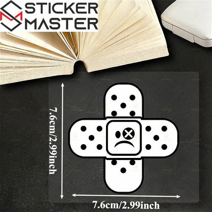 Yara Bandı Sticker | Çizik Kapatıcı Üzgün Surat Motor ve Kask Decal (7.6 cm) Sticker Master