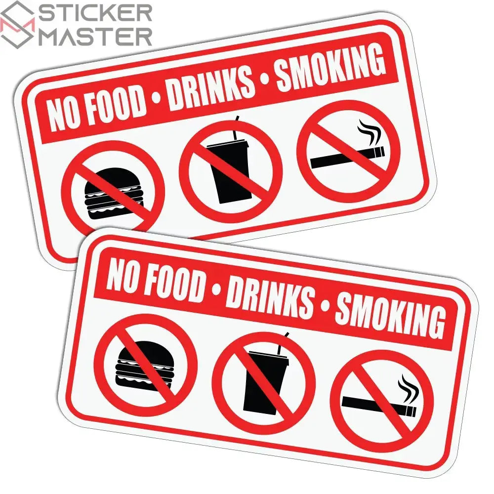 Yasak Sticker | Sigara, Yemek ve İçmek Yasak Araç İçi Decal Seti (10x5 cm) Sticker Master