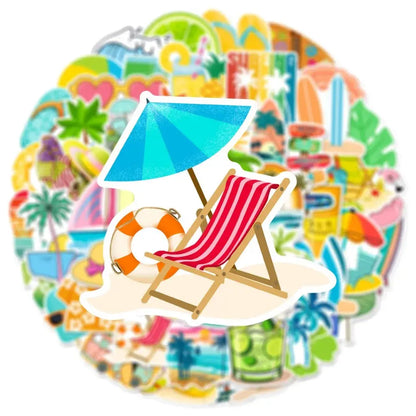 50’li Yaz Tatili Plaj Sticker Seti | Sticker Master - Sticker Master